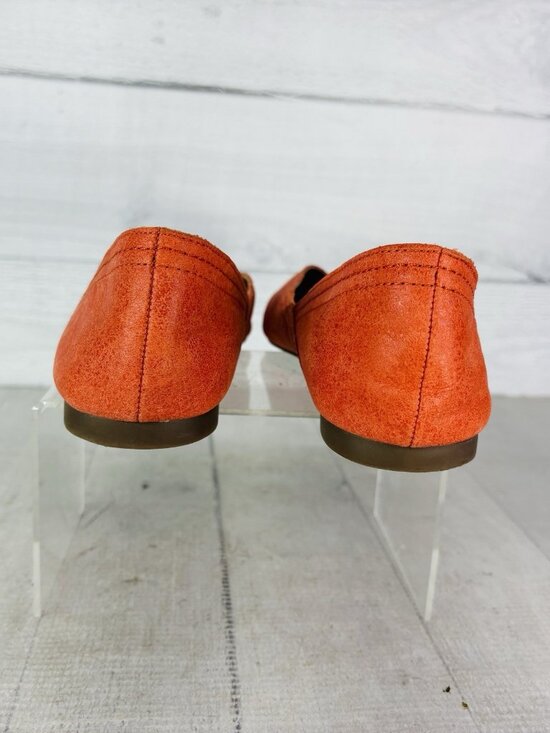 Lucky Brand ALBA Grenadine Hard Rock Orange Leather Square Toe Flat Shoe Sz 6 M - Picture 5 of 16
